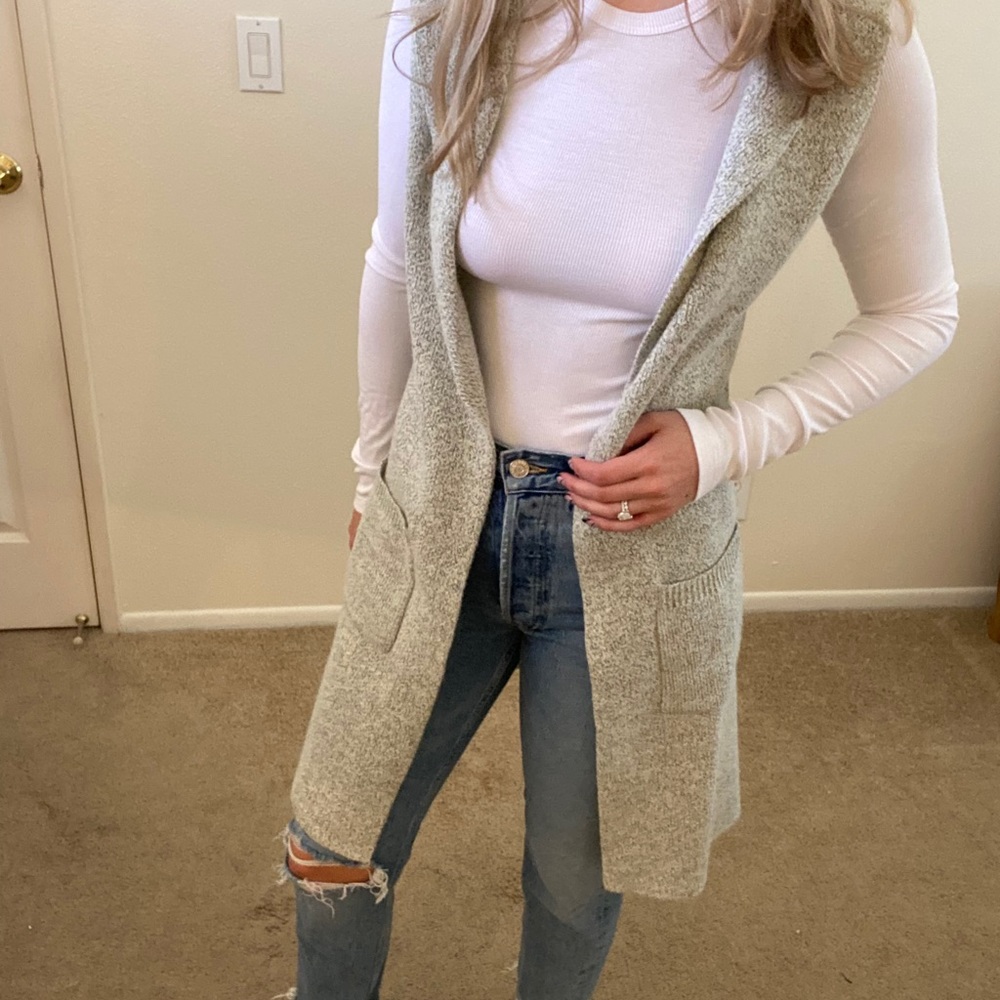 Grey sleeveless cardigan
